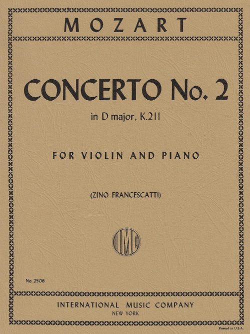 IMC Mozart Concerto No.2 in D major K.211 For Violin and Piano No. 2506